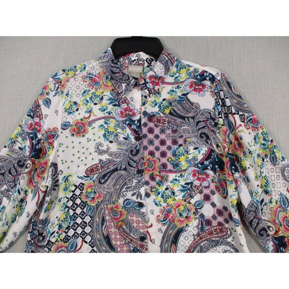 Chicos Paisley Floral Tank Top Blouse Sleeveless Printed Stretch Size 1 - Picture 10 of 16